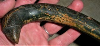 Antique C1850 Plains Native American Indian Carved Claw Club Org Greenpaint Vafo