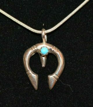 Naja Necklace Sterling Silver Turquoise Native American Navajo Artist Leo Chee
