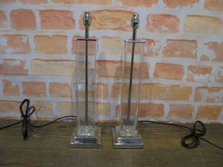 5 X Matching Large Mid Century Style Glass Table Lamps
