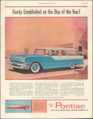 1955 Vintage Ad For Pontiac The 870 Station Wagon`retro Car Blue (061418)