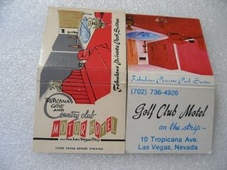 Las Vegas 2 Dif Tropicana Golf & Country Club Motel Hotel Casino Bar Matchbooks