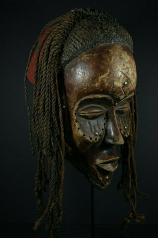 Large African Manu Pwo Mask - Chokwe Tribe,  D.  R.  Congo,  Tribal Art Primitive