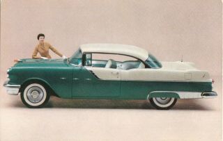 1955 Pontiac " Star Chief Custom Catalina (white Mist / Turquoise Blue) Postcard