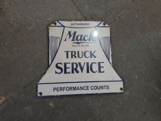 Porcelain Mack Truck Service Enamel Sign Size 8 " X 7 " Inches
