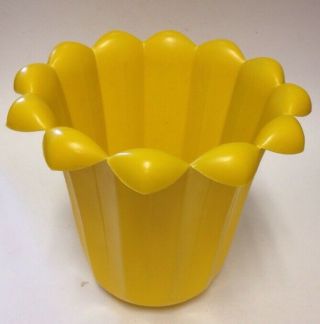 VTG 60s FESCO FLOWER Pop Art MOD RETRO Yellow Waste planter Basket Trash Can 2