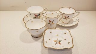 Vtg Masonic Order Of The Eastern Tea Cup And Saucer Royal Tuscan Fine Bone China