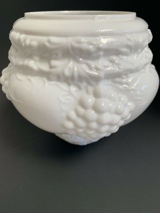 Vintage Globe Lamp Shade White Milk Glass With Raised Grape Patterns