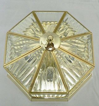 Vintage Brass And Clear Glass Ceiling Light Fixture