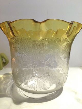 Antique Ruffle Yellow Acid Etched Oil Lamp Shade