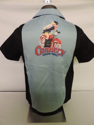 Cannery Casino & Hotel Las Vegas Bowling Blue Shirt Pin Up Girl Motorcycle Xl