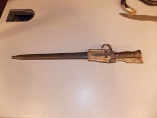 Vintage Wwi 1892 Berthier French Rifle Bayonet W/scabbard & Leather Frog Wow
