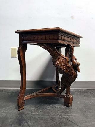 Small Figural Goose Carved Walnut Console Table with Marble Top 3