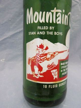 Mountain Mtn Dew Filled By Stan And The Boys 1964 Glass Bottle Hillbilly Pepsi