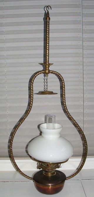 Hinks & Son Large Hanging Brass & Copper Oil Lamp Lantern