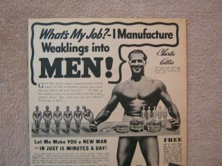 Vintage 1946 Charles Atlas Man Manufacture Weaklings into Men Print Ad 2