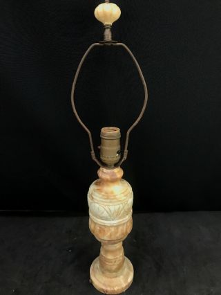 Antique Carved Alabaster Marble Table Lamp Finial 20” Inches