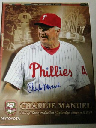 Charlie Manuel Autographed Phillies Wall Of Fame Print