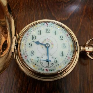 Antique Elgin Pocket Watch 18s,  Gold Plated Deluxe Dial