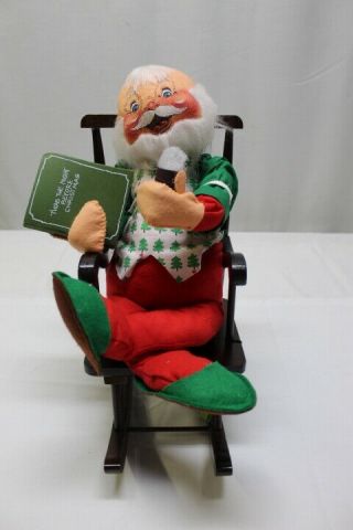 Vintage 1987 Annalee Doll 20 Mr.  Santa Claus In A Rocking Chair Reading