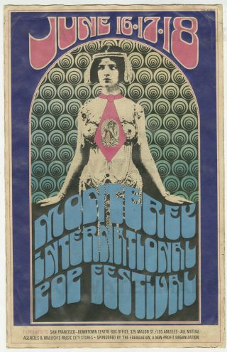 1967 Monterey International Pop Festival Vintage Advertising Poster Hendrix