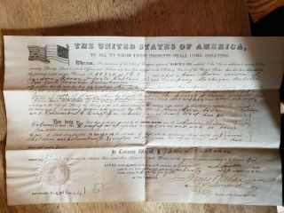 Vintage 1860 York Land Grant " Signed " President James Buchanan