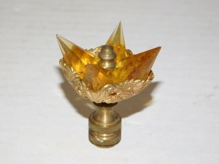 Antique 2 " Brass Ornate Lamp Finial Vintage Victorian Jewel Light Topper Part