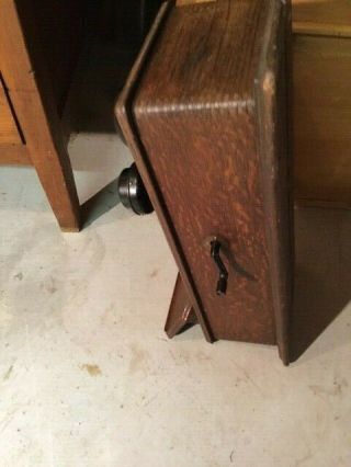 Vintage Antique Oak Wood Wall Telephone Hand Crank 1900 ' s 3