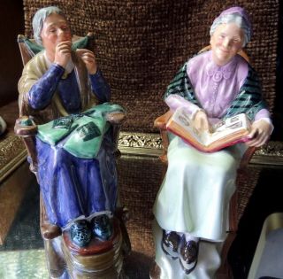 Vintage Royal Doulton Grandma Figurines " A Stitch In Time,  The Family Album "
