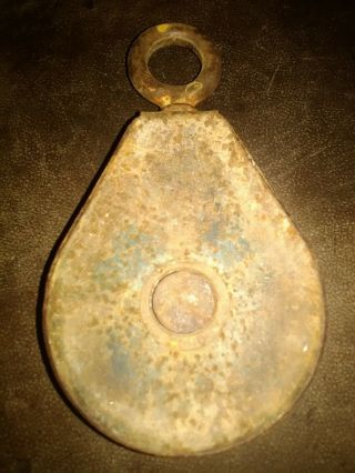 Old Antique Vintage Cast Iron Block & Tackle Single Farm Barn Pulley Part