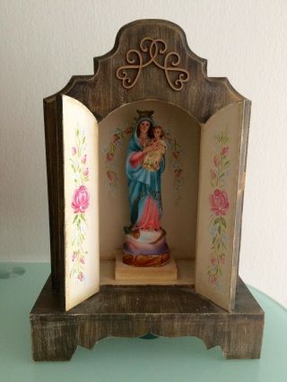 Vintage Chapel & Altar Religious Statue Of Our Lady Of The Sacred Heart