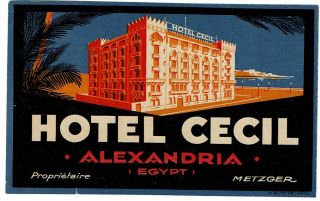 Hotel Cecil Luggage Egypt Deco Label (alexandria)