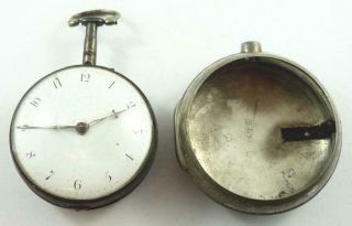 English Verge Fusee Sterling Silver Pair Cased Pocket Watch - London C.  1810