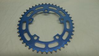 Vintage Sugino Japan 44t Bmx 110 Bcd Sprocket Chainring - Old School - Blue Ano