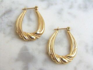 Womens Vintage Estate 14k Yellow Gold Hoop Earrings 1.  7g E2103