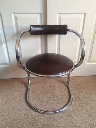 Vintage Mid Century Chrome Dining Desk Lounge Chair