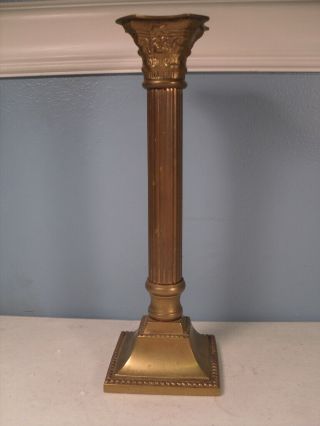 Cast Brass Corinthian Column Candle Holder Candlestick 10 "