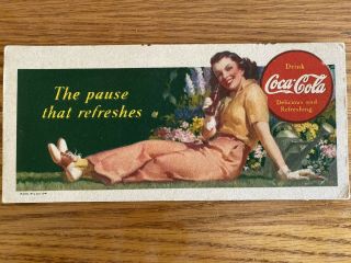 Antique Vintage 1941 Coca Cola Cardboard Sign Ink Blotter