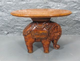 Fine Vintage Hand - Carved Elephant End Table By Enkeboll