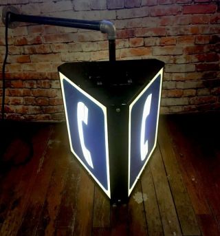 Vintage Telephone Pay Phone Booth Three Sided Sign Triangle Gte Bell Light Up