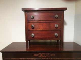 Antique Americana Miniture Federal Chest Of Drawers
