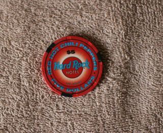Hard Rock $5 Casino Chip Las Vegas Nevada Red Hot Chili Peppers 1995