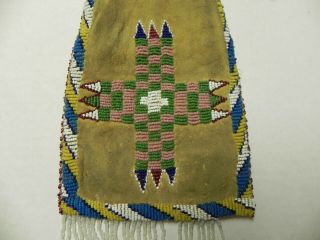 Antique Native American Hand beaded double sided purse 100 years old 2