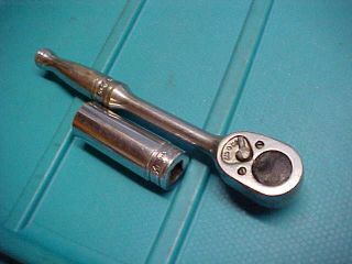 Vintage Snap - On F720 3/8” Drive Ratchet Wrench & 11/16 " Sfs 221 Deep Socket Usa