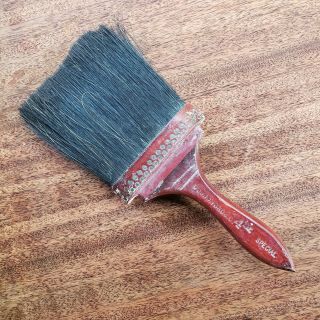 Antique Vtg Condon Bros Co Wood Handle Paint Brush 4.  5 " Special Leather Studded