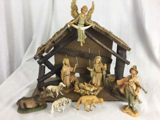 Vintage Fontanini Nativity Depose Italy Set Of 11 Figures Creche Stable 1983
