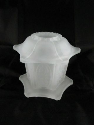 Homco Japanese Pagoda Fairy Light Lamp White Frosted Satin Glass