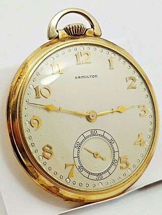 Vintage Hamilton 917 Pocket Watch 14k Gold Filled 1936 Runs Perfectly
