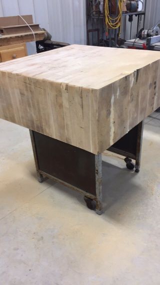 Vintage Solid Wood Butcher Block Table John Boos 35”x 351/2”x14”,  32”high/w Legs