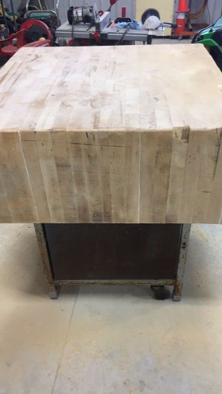 Vintage Solid Wood Butcher Block Table John Boos 35”X 351/2”X14”,  32”high/w legs 2