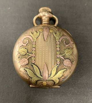 Rare Ladies Illinois Tri Colored Gold Filled Pocket Watch 1907